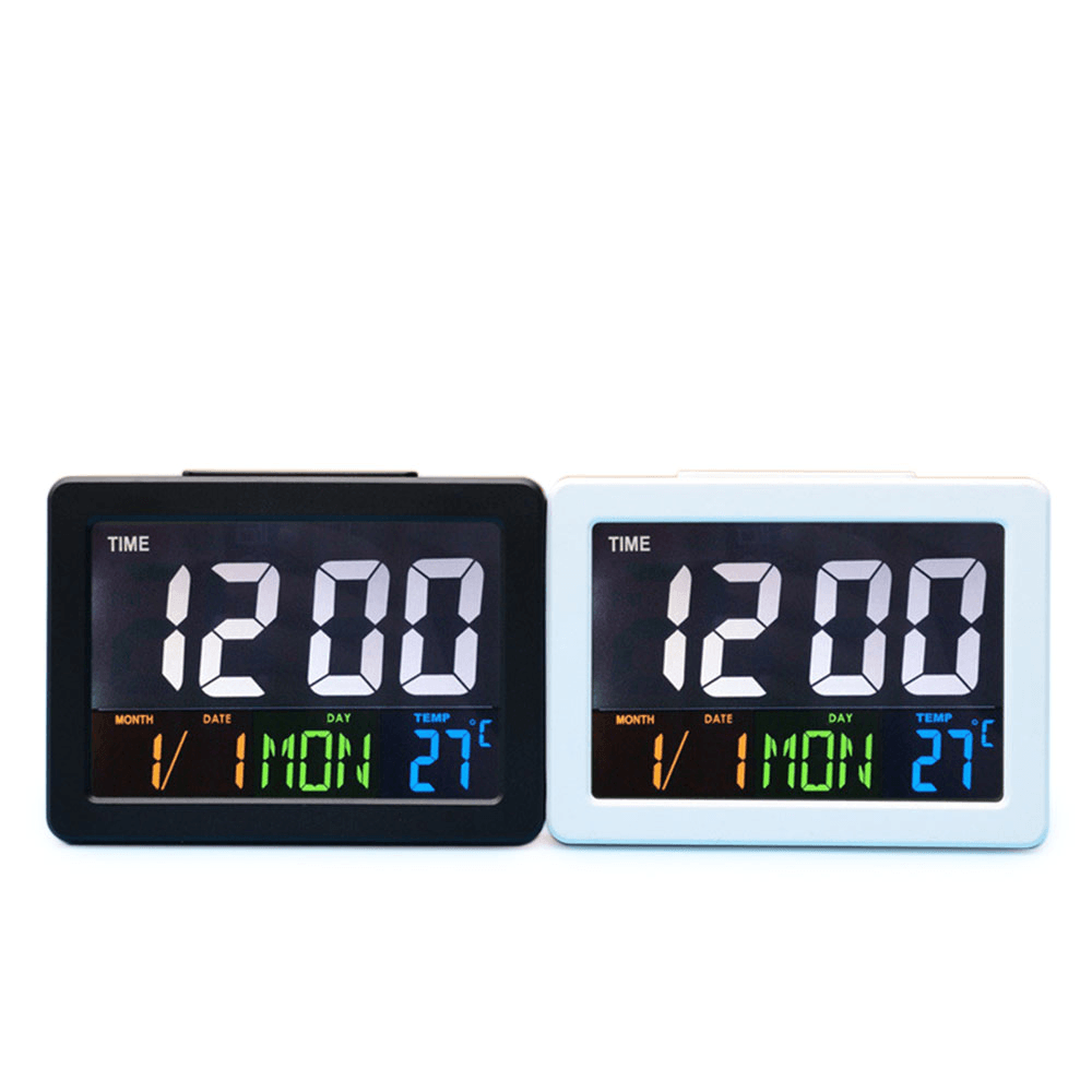 Calendar Multifunction Gift Home Temperature Clock LCD Display Desktop Electronic Digital LED Large Alarm Clock - MRSLM