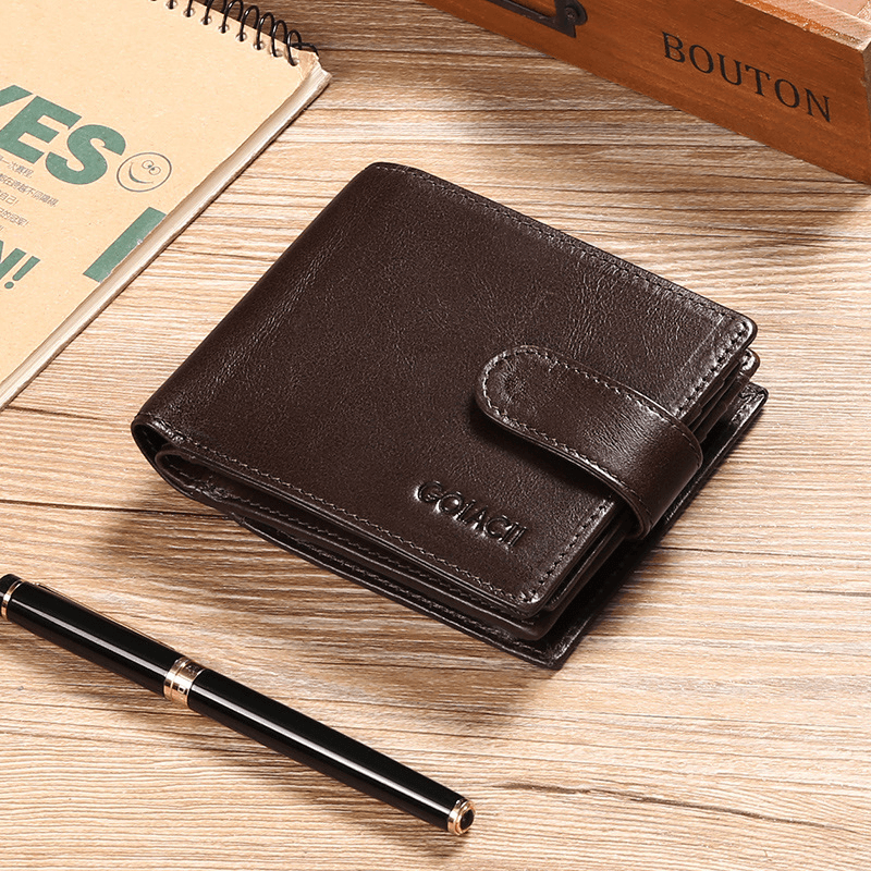 Men Bifold RFID Blocking Wallet Horizontal Large Capacity Multi-Card Slot Card Holder Coin Purse Driver'S License Wallet - MRSLM