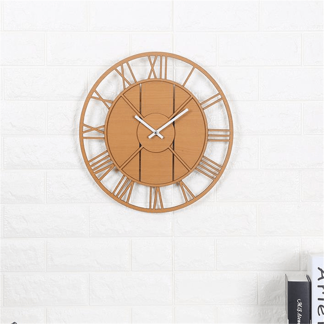 Modern Wall Clock round Silent Movement Skeleton Roman Numeral Home Minimalist Room Clock - MRSLM