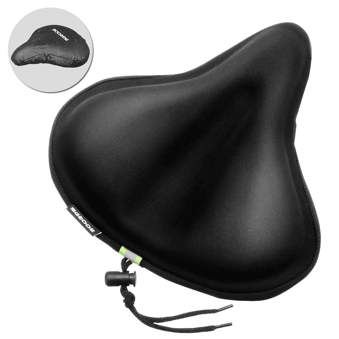 SGODDE 27X26Cm Bike Saddle Memory Foam Comfort Breathable Reflective Bicycle Seat Cover for MTB Exercise Bike E-Bike with Waterproof Cover - MRSLM