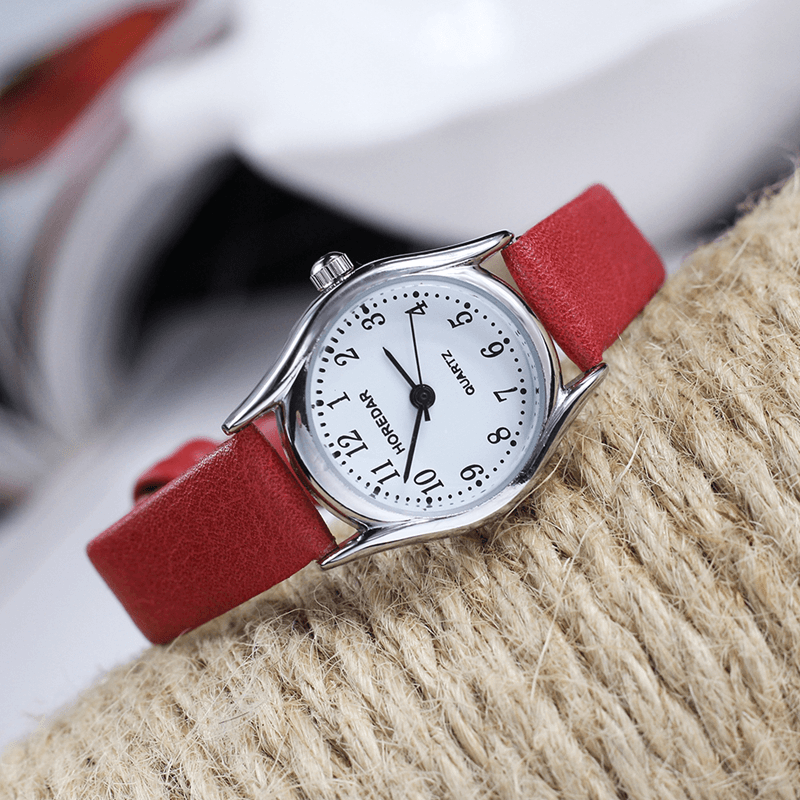 HOREDAR 3079 Retro Style Women Wrist Watch Small Dial Leather Strap Quartz Watches - MRSLM