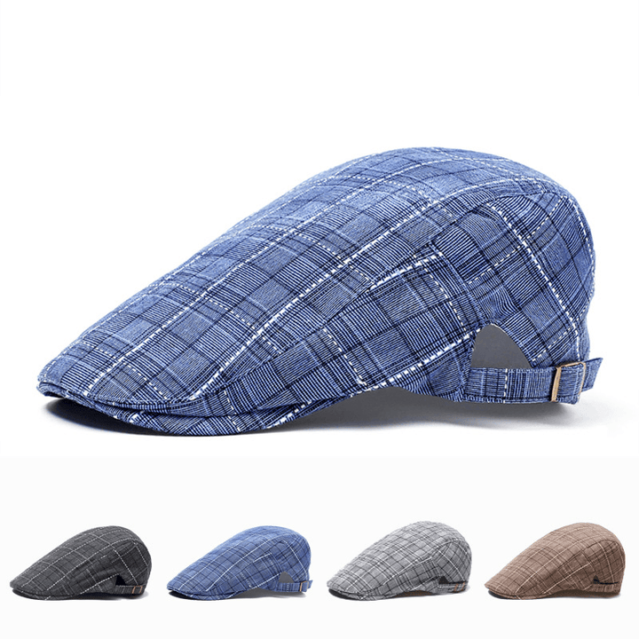 Peaked Cap Forward Cap Plaid Baseball Cap Visor Beret Sun Hat - MRSLM