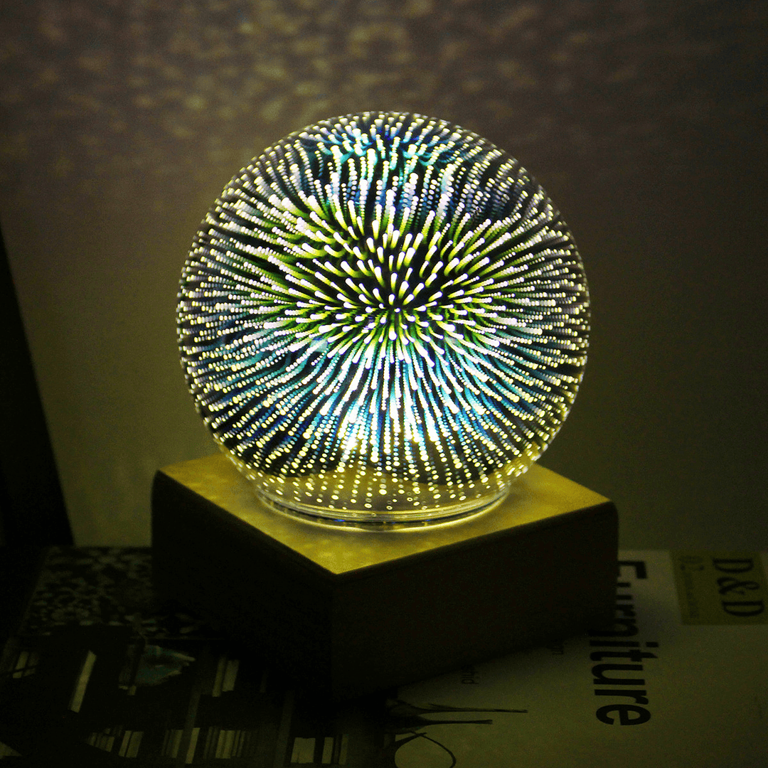 3D USB Magic Base Glass Ball Sphere Lightning Lamp Night Light Party Festival Firework - MRSLM