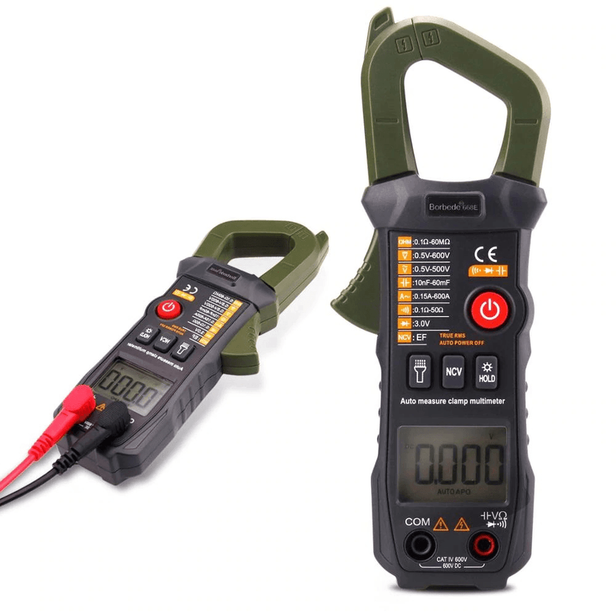 Borbede Digital Clamp Meter Multimeter Automatic Identification 6000 Counts DC AC Resistance Capacitance Diode NCV Tester Mini - MRSLM