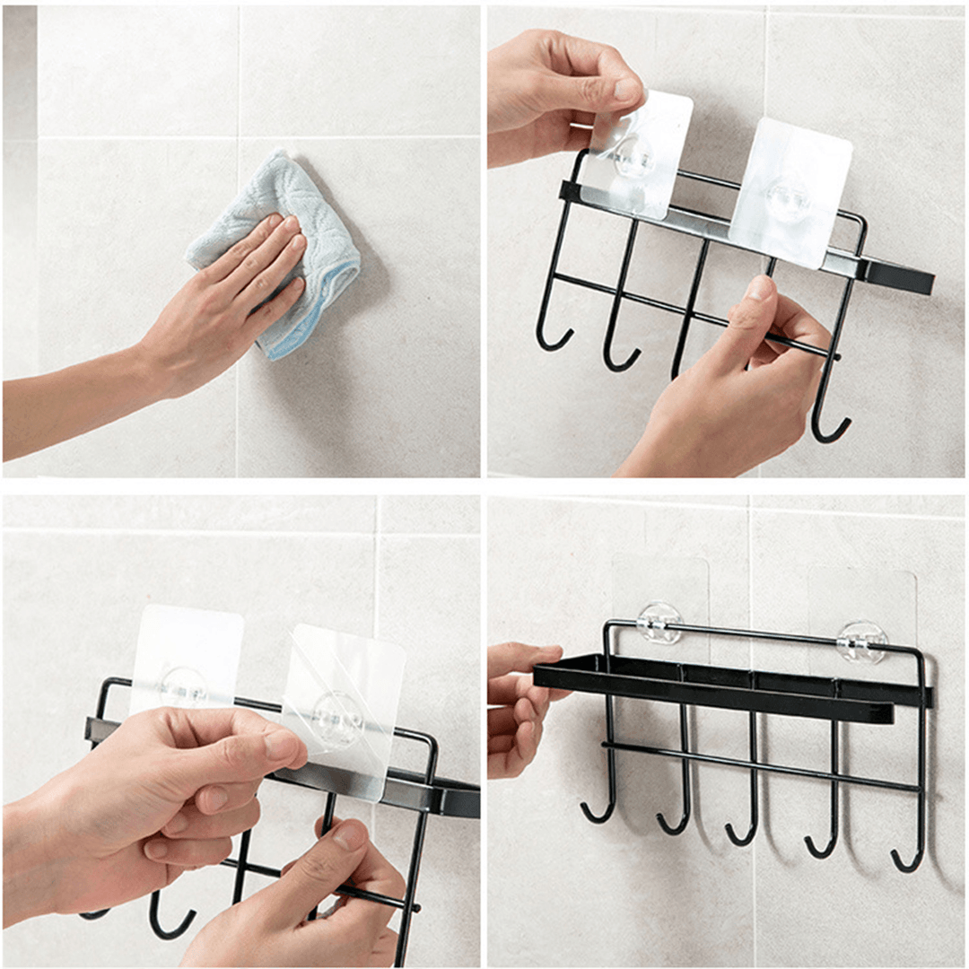 Kitchen Tissue Storage Holder Towel Rack Hook Holder Bathroom Shelf Hanging - MRSLM