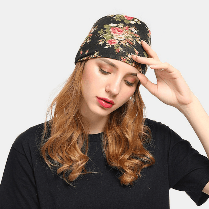 Women Floral Hat Beanie Scarf Turban Head Wrap Cap - MRSLM