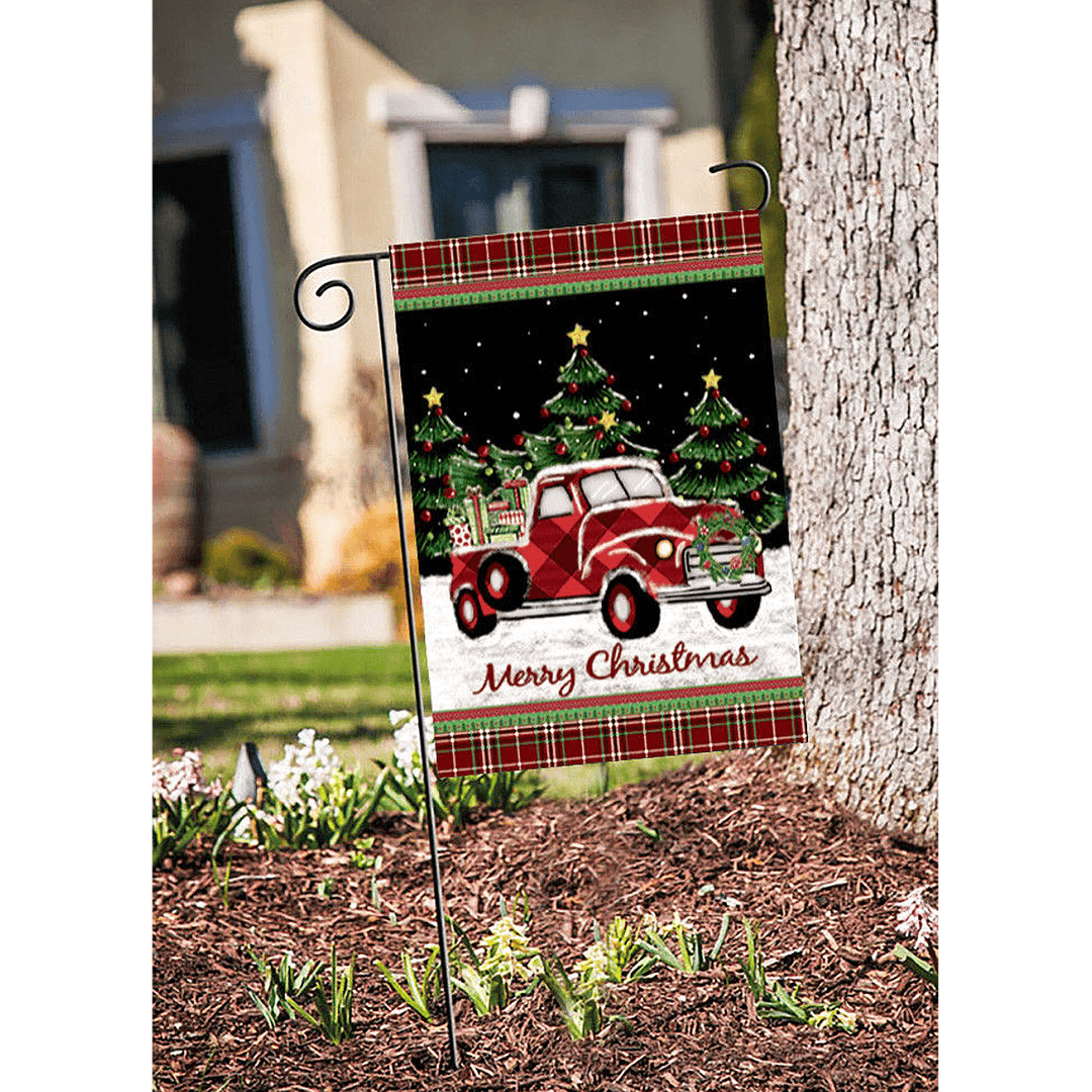 Merry Christmas Decorations Red Truck with Gifts Double Sided Winter Garden Flag - MRSLM