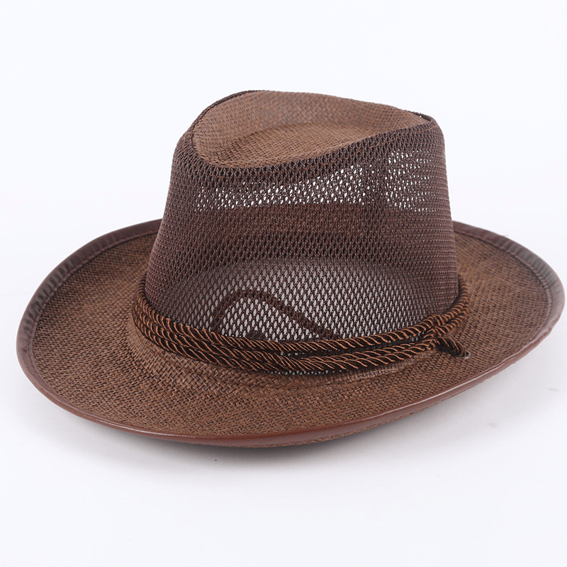 Outdoor Straw Hat Male Summer Seaside Beach Hat Western Cowboy Hat - MRSLM