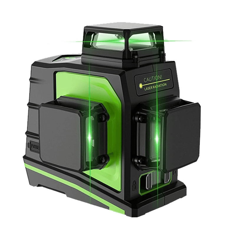 Huepar GF360G 12 Lines 3D Cross Line Laser Level Self-Leveling 360 Degree Vertical Horizontal Cross Green Beam Line USB Charging - MRSLM