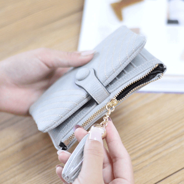 Women Durable Pu Leather Wallet Zipper Coin Card Holder Purse - MRSLM