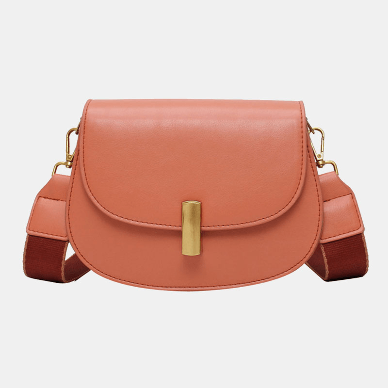 Women Solid Semi-Circle Saddle Bag Crossbody Bag Leisure Chest Bag - MRSLM