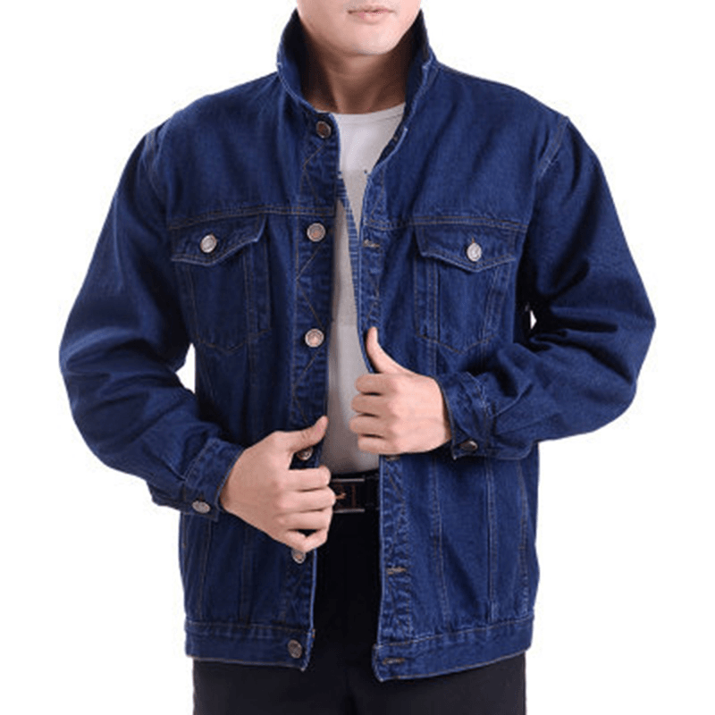 Mens Cotton Welder Anti-Static Tooling Overalls Turn down Collar Denim Coats - MRSLM