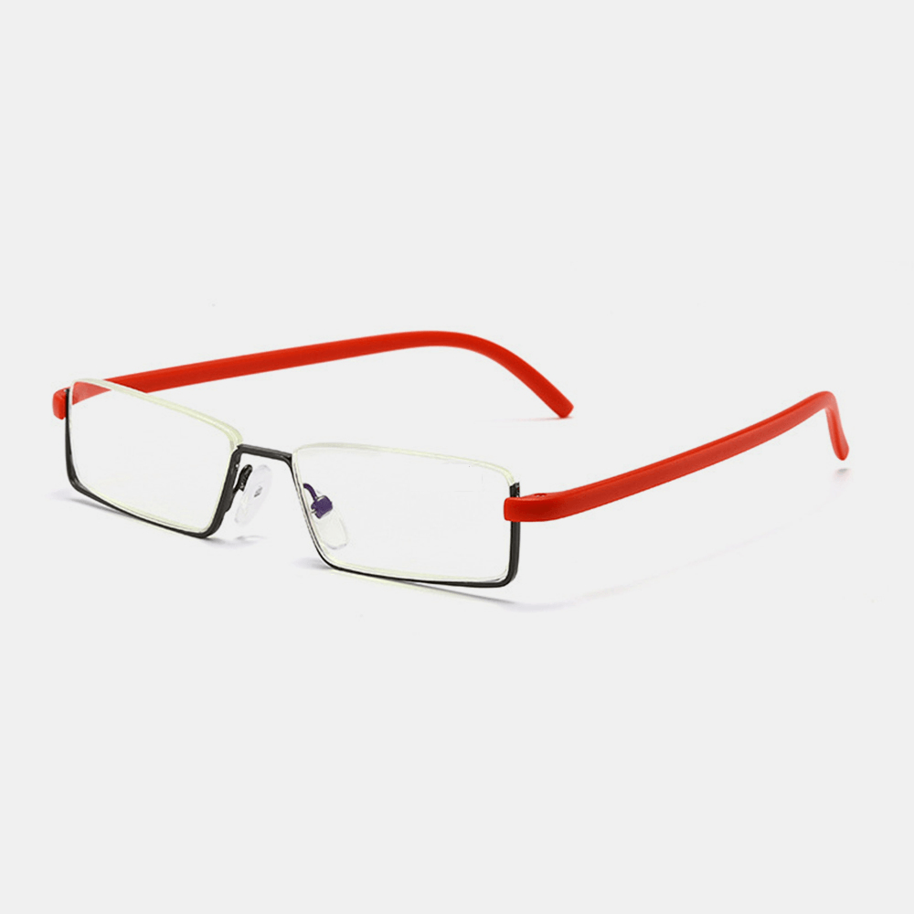 Unisex Anti-Blue Light Metal Half-Frame Hanging HD Light Reading Glasses Presbyopic Glasses with Box - MRSLM