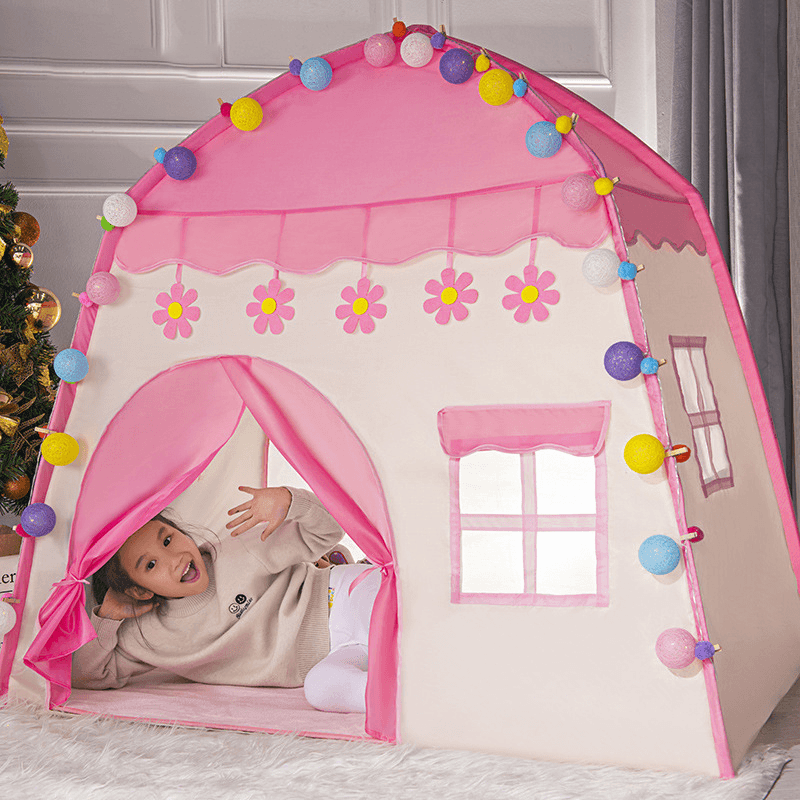 130CM Kids Folding Portable Tent Children Large Play House Girls Pink Princess Castle Child Room Decor Gifts - MRSLM