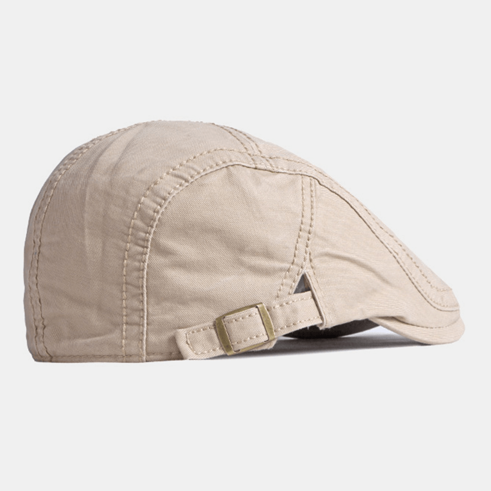 Unisex Letter Metal Label Beret Cap British Retro Sides Adjustable Buckle Breathable Sunshade Forward Hat Newsboy Hat Driving Hat - MRSLM