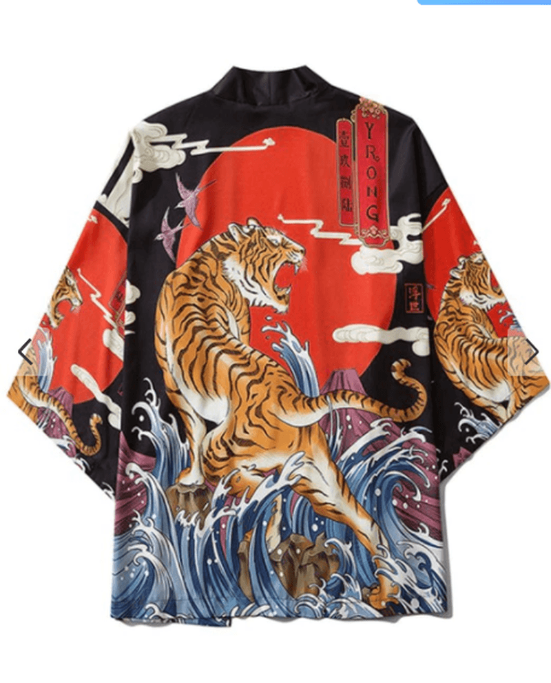 Japanese Ukiyo-E Robe Costume Tiger Print Kimono - MRSLM