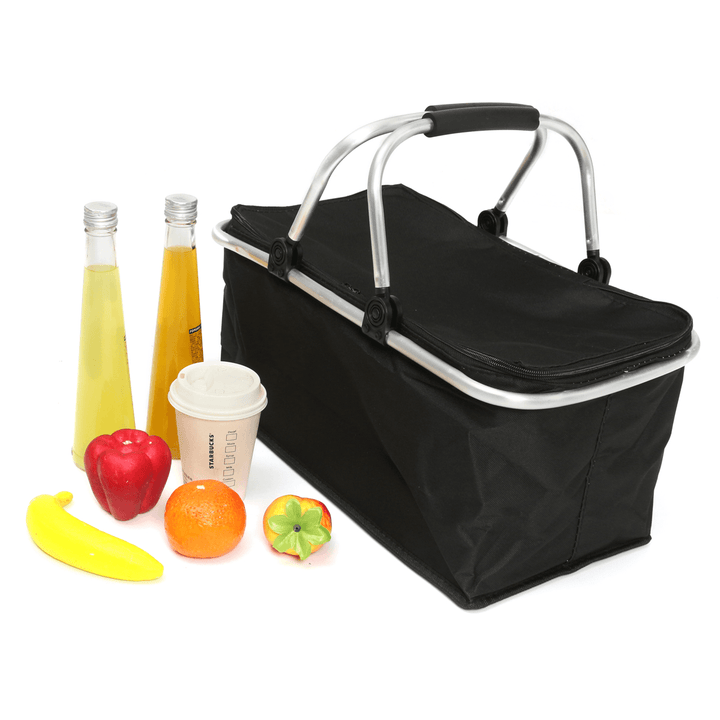 30L Large Folding Picnic Camping Insulated Cooler Hamper Storage Basket Bag - MRSLM