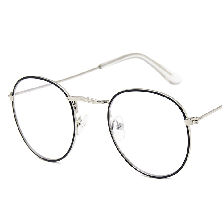 Literary Style Flat Mirror Metal Frame Open-Ball Elliptic Glasses 3447 for Men and Women - MRSLM