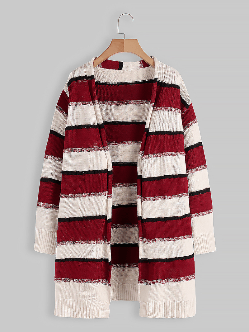 Women Casual Striped Long Sleeve Sweaters - MRSLM