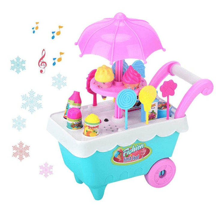 19 PCS Mini Candy Cart Detachable Ice Cream Shop Cart DIY Decoration Toys - MRSLM