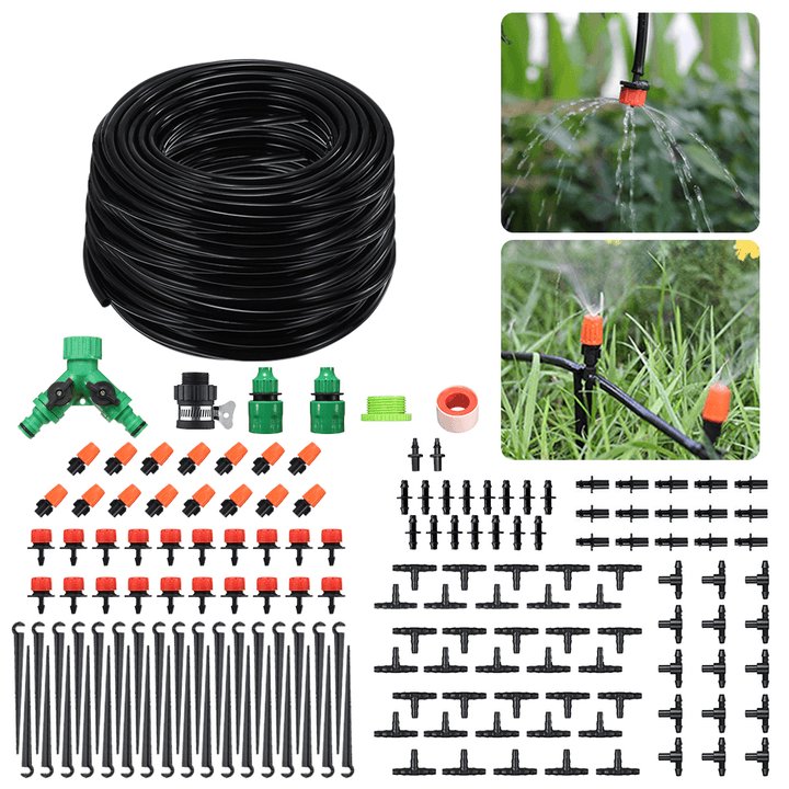 157Pcs Micro Drip Irrigation System Plant Self Watering Garden 40M Hose Kit - MRSLM