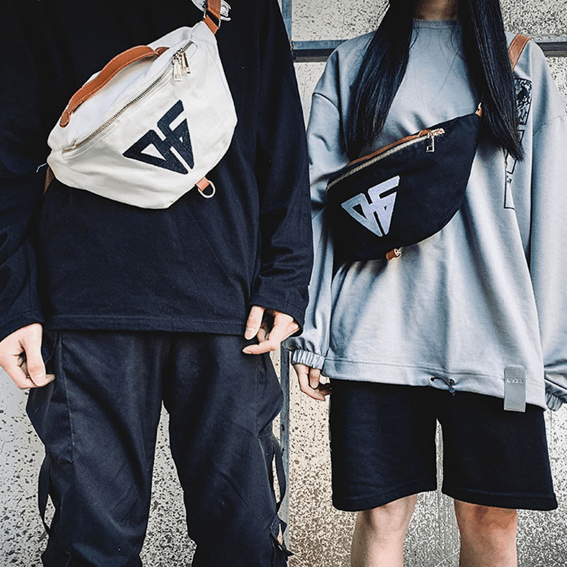 Unisex Canvas Couple Sporty Casual Large Capacity Shoulder Bag Chest Bag - MRSLM