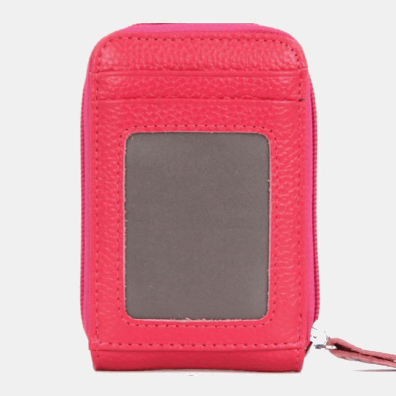 Women Genuine Leather RFID Anti-Theft Organ Shape Multi-Slot Card Case Card Holder Wallet - MRSLM