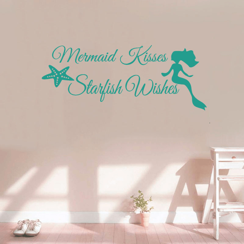 New Letters Style Wall Stickers Paper Creative Art Mermaid Shaped DIY Decorations Removable Wall Decals - MRSLM