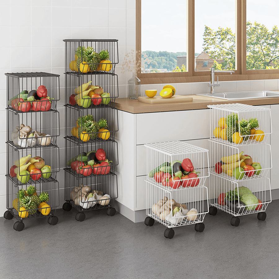 Mobile Shelf Trolley Rack Narrow Space Shelving Rolling Pantry Shelves for Kitchen Holder Storage Organizer Shelf - MRSLM