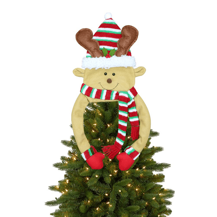 Christmas Tree Snowman Elk Deer Santa Topper Ornament Xmas Tree Party Decoration - MRSLM