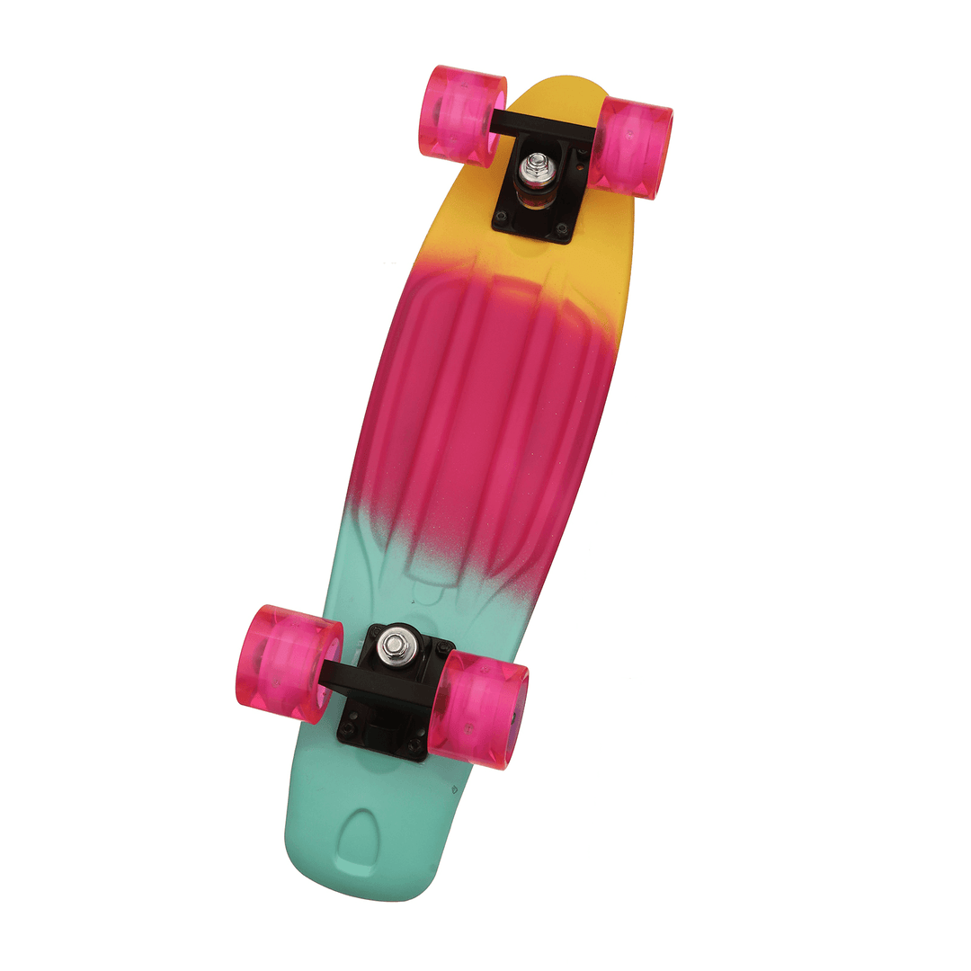 23Inch Kids Skateboard Flashing Four-Wheel Longboard Children Mini Cruiser Scooter Max Load 50Kg - MRSLM