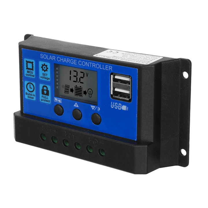 10/20/30A 12V-24V Solar Panel Battery Regulator Charge Controller USB LCD Charger - MRSLM