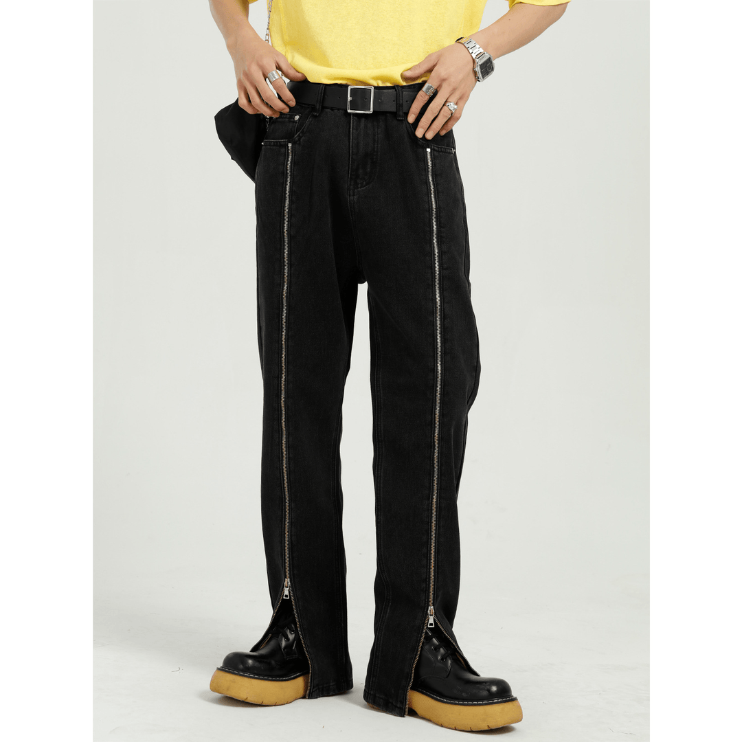 Korean Style Straight Zipper Design Jeans Men - MRSLM