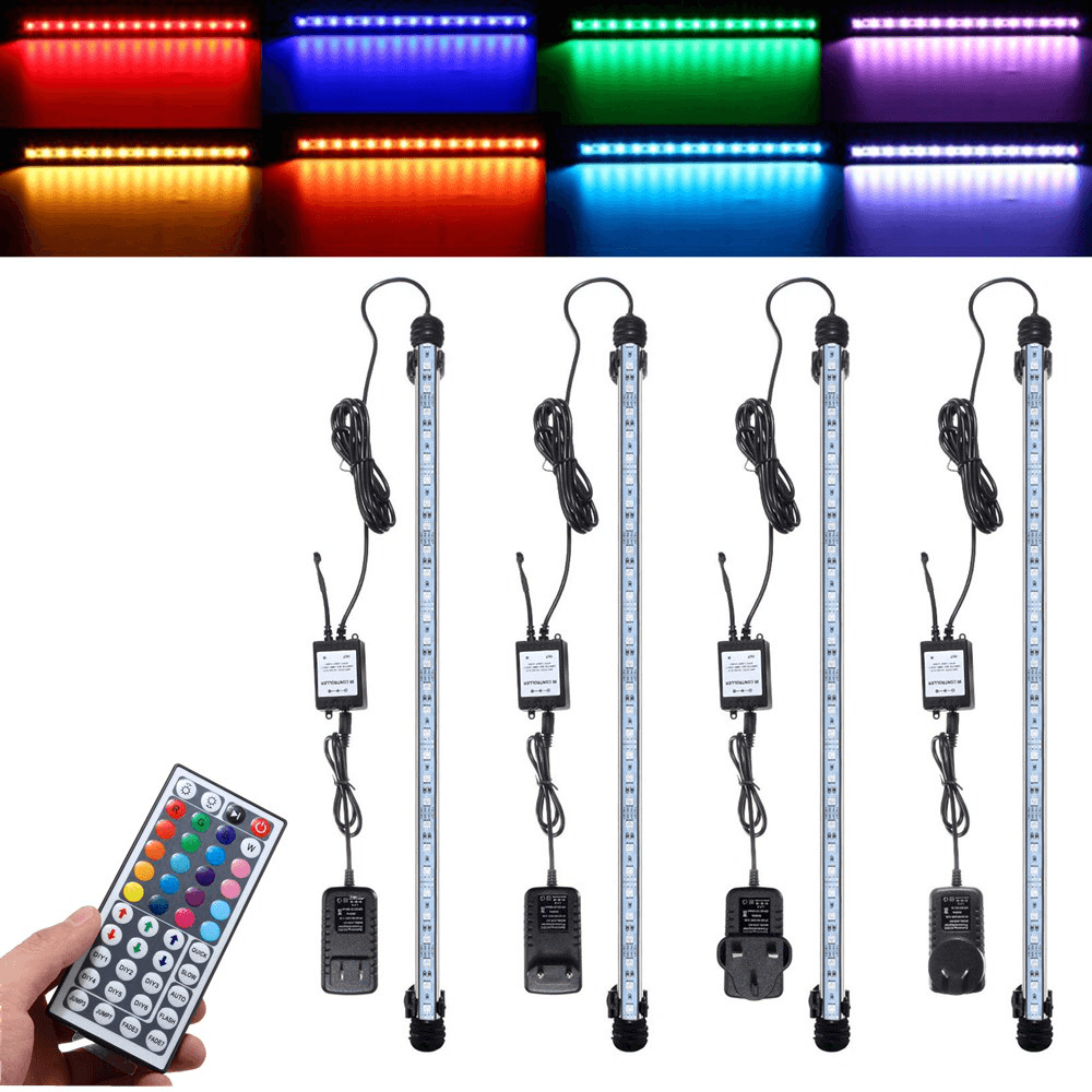 53CM RGB LED Aquarium Fish Tank Light IP68 Color Changing Bar Submersible Lamp + Remote Control AC110-240V - MRSLM