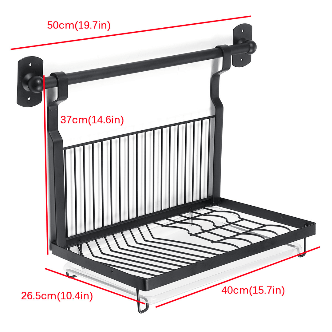 Wall-Mounted Rack Black Stainless Steel Kitchen Shelf Pot Cover Shelf Cover Storage Rack - MRSLM