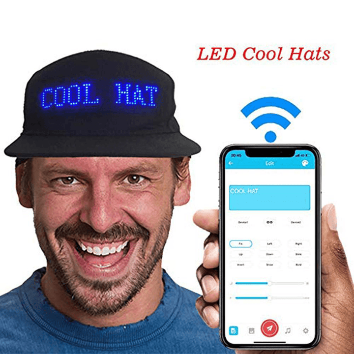 Luminous LED Hats Display Multilanguage Wireless Bluetooth Party Baseball Mens Cap Sun Hat - MRSLM