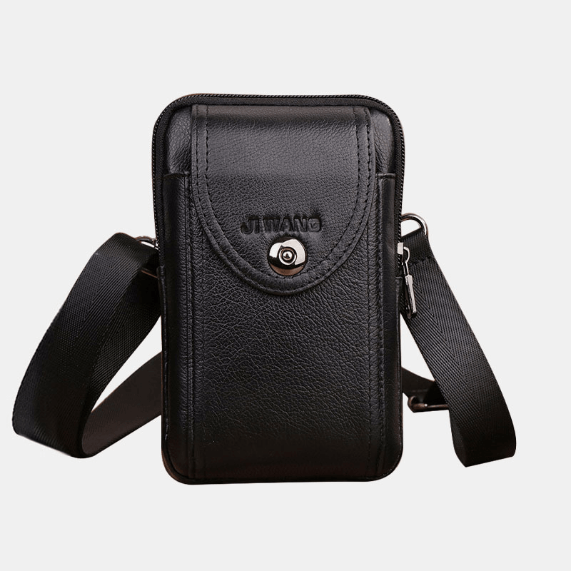 Men Genuine Leather Vintage Shoulder Bag Waist Bag Phone Bag for Business - MRSLM