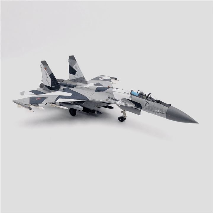 Russia Su 35 SU35 Fighter Aircraft Model Toy Ornaments Snow Fragmented Geometric Camouflage - MRSLM