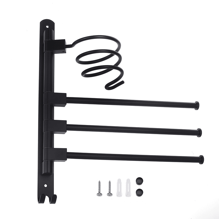 2/3-Arm Bath Towel Rod Rack Holder Wall Mounted Organizer Bathroom Kitchen Storage Rack - MRSLM