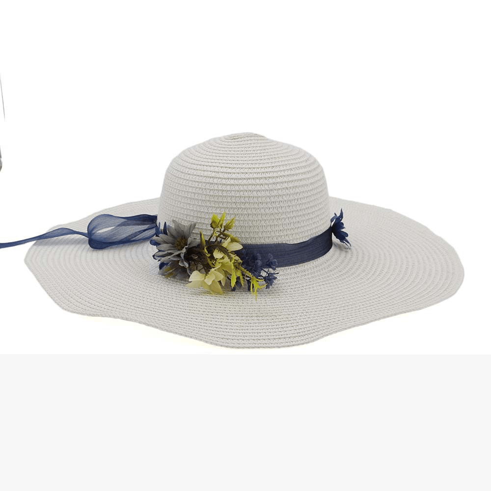 Women with String Foldable Flower Sunscreen Bucket Straw Hat - MRSLM
