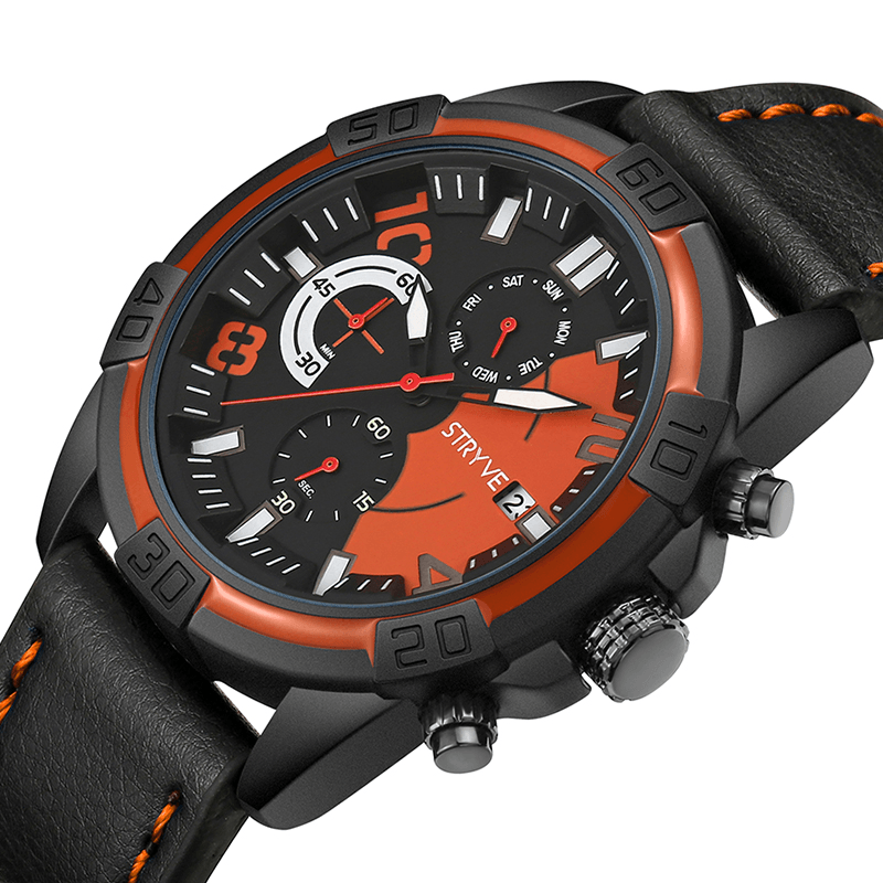 STRYVE S1001 Fashion Chrono Time Date Display Stopwatch Men Sport Quartz Watch - MRSLM