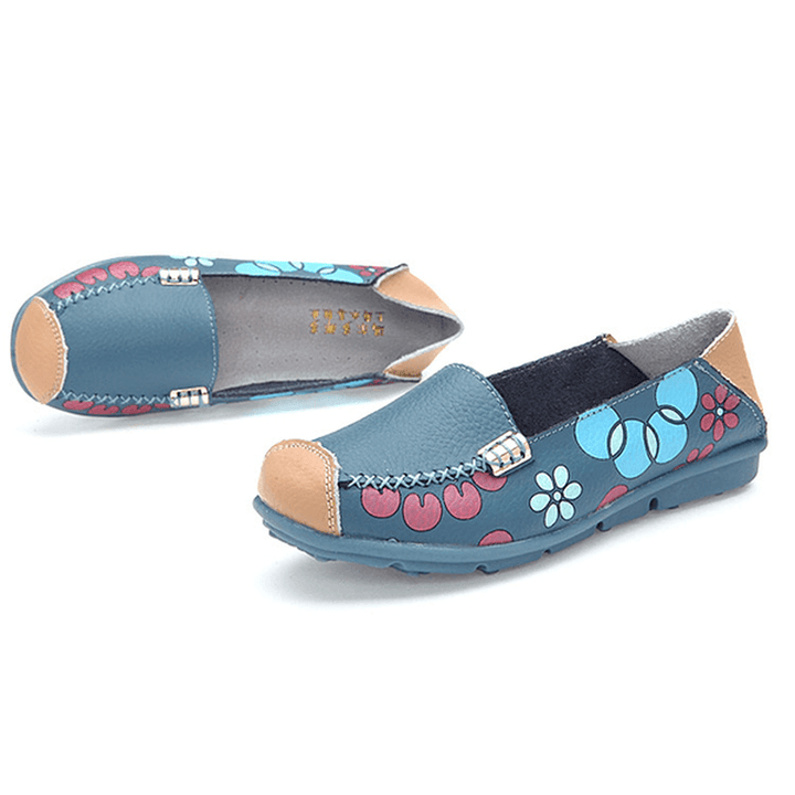 Women Flats Shoes Comfortable Breathable Slip on Flower Floral Flat Loafers Shoes - MRSLM