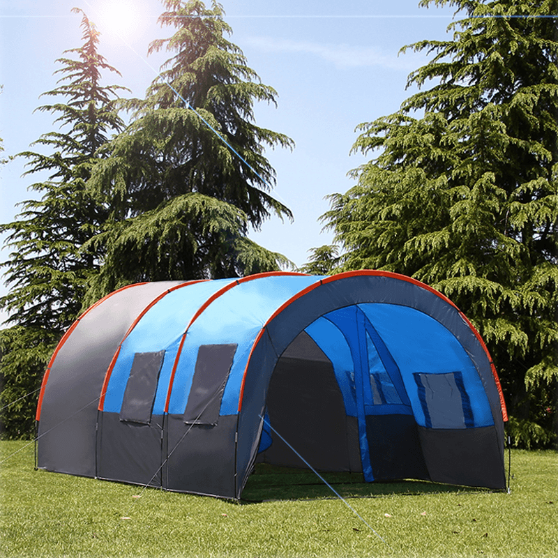 8-10 Person Family Camping Tent Waterproof Tunnel Double Shelter Anti-Uv Sunshade Canopy Outdoor Hiking - MRSLM