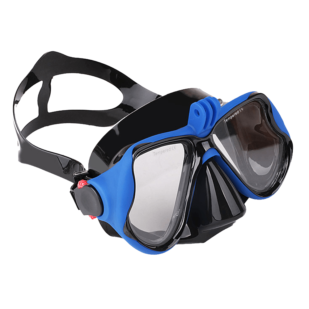 Anti-Fog Scuba Snorkeling Camera Diving Mask Tempered Glass Swimming Goggles with Breathing Tube - MRSLM