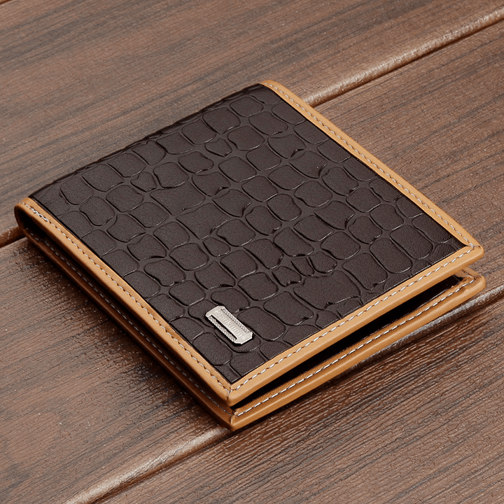 Men Faux Leather Business Casual Bifold Multi-Slot Card Holder Wallet - MRSLM