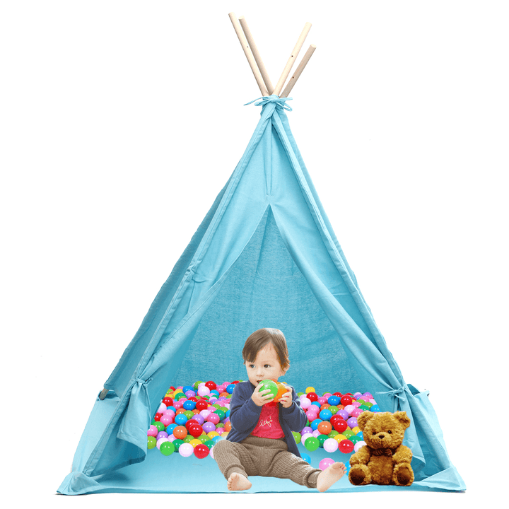 1.6/1.8M Kids Play Tents Cotton Canva Folding Indoor Outdoor Playhouse Triangle Indian Children Baby Game Funny House Wigwam Camping Tent - MRSLM