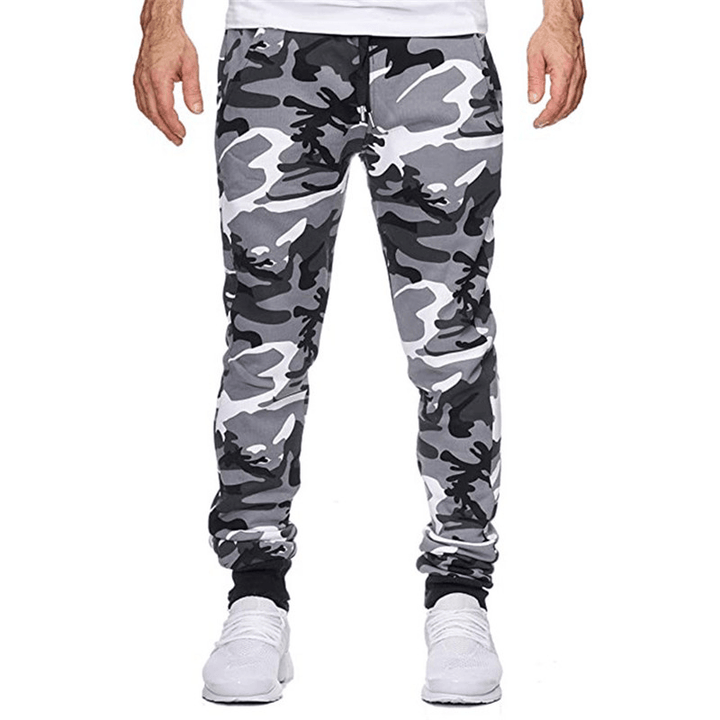 Casual Camouflage Mid-Waist High-Stretch Print Stretch Sports Jogging Pants - MRSLM