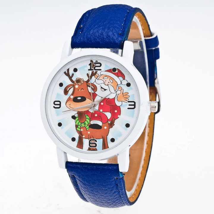 Fashion Christmas Santa Claus Pattern Cute Watch Leather Strap Men Women Quartxz Watch - MRSLM