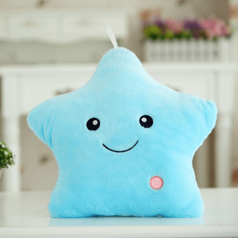 Smile Star LED Flash Light Stuffed Cushion Soft Cotton Plush Throw Pillow Decor Children Valentines Gift Toy - MRSLM