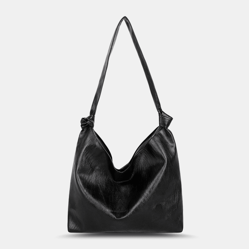 Women Simple Soild Faux Fur Lightweight Shoulder Bag Waterproof Fine Texture Fabric Tote Handbag - MRSLM